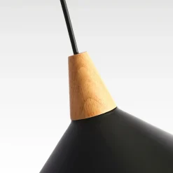 Lampara colgante doble metal y madera  