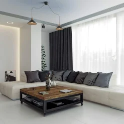 Lampara colgante doble metal y madera  