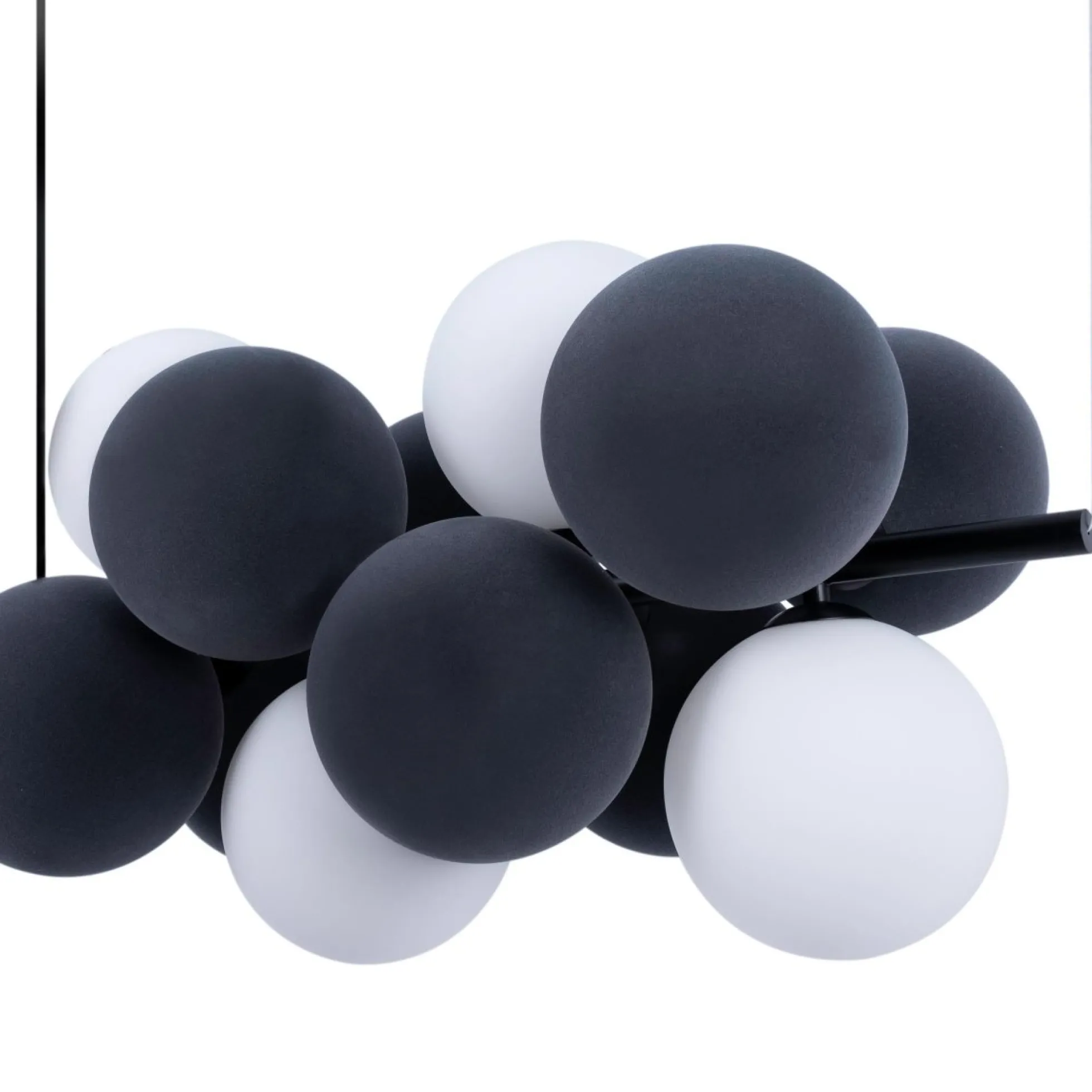 Lámpara acústica colgante horizontal "DRAC" - 4 esferas luminosas y 8 esferas absorbentes