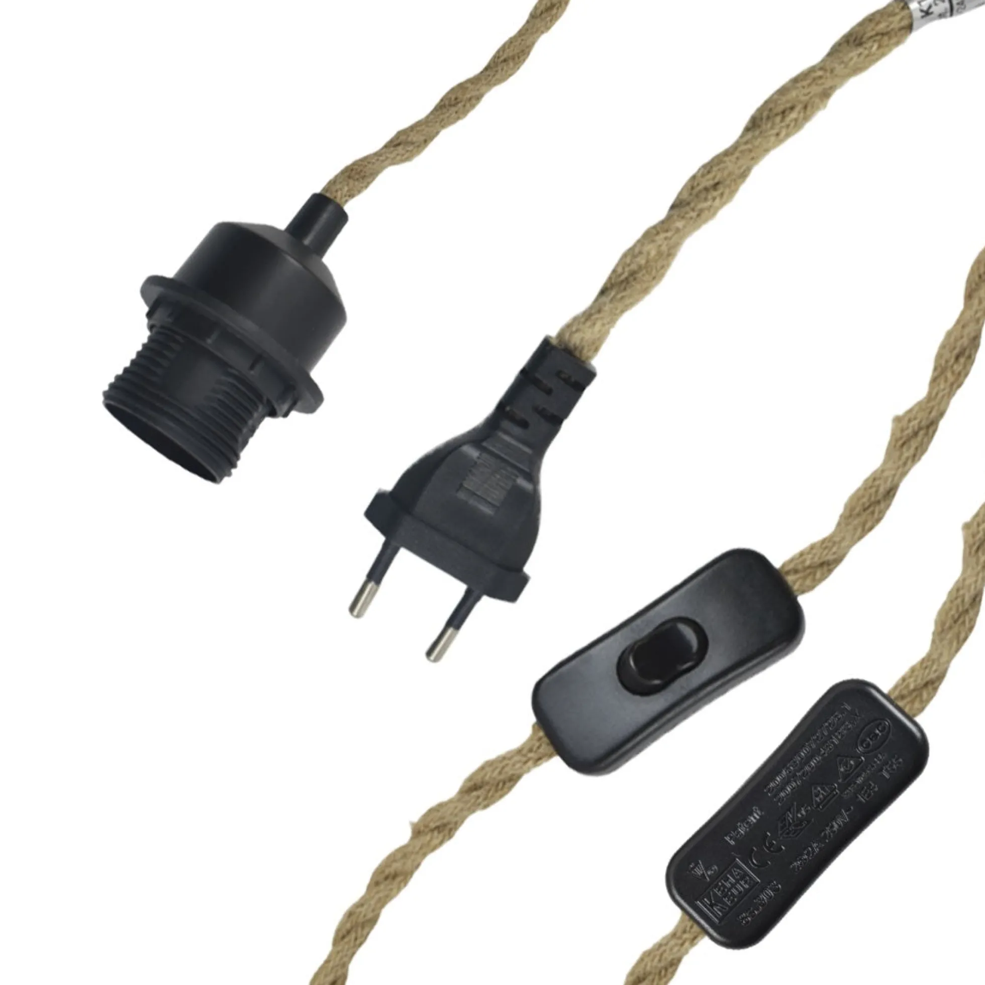Lámpara colgante de bambú "Rise" con interruptor y enchufe
