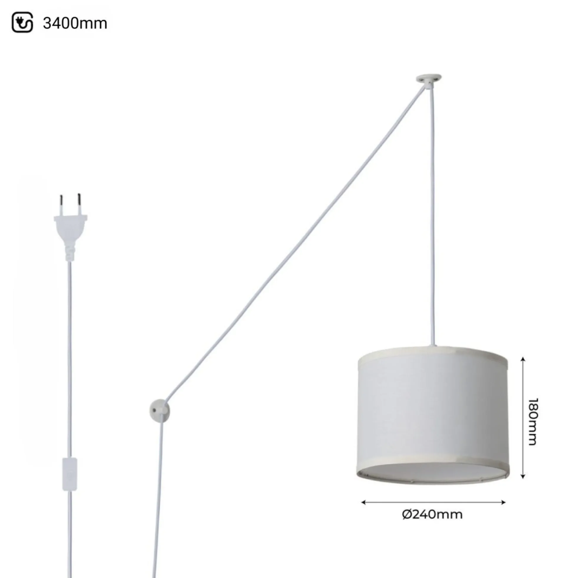 Lámpara colgante decorativa "KIM" - Con cable y enchufe - E27