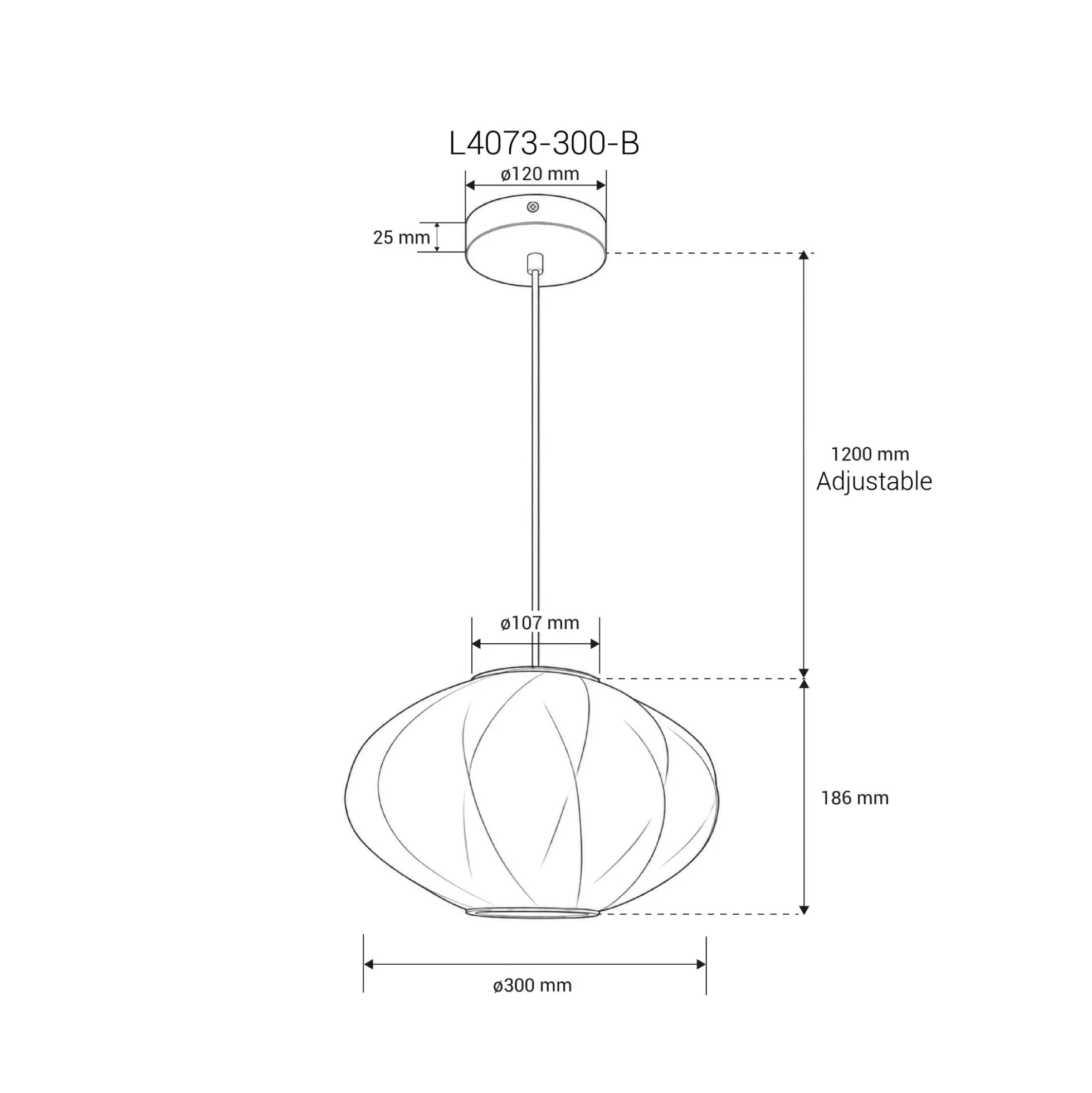Lámpara colgante de diseño "MERIDIA 300" - Pantalla de seda - E27 - 30 cm