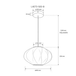 Lámpara colgante de diseño "MERIDIA 500" - Pantalla de seda - E27 - 50 cm