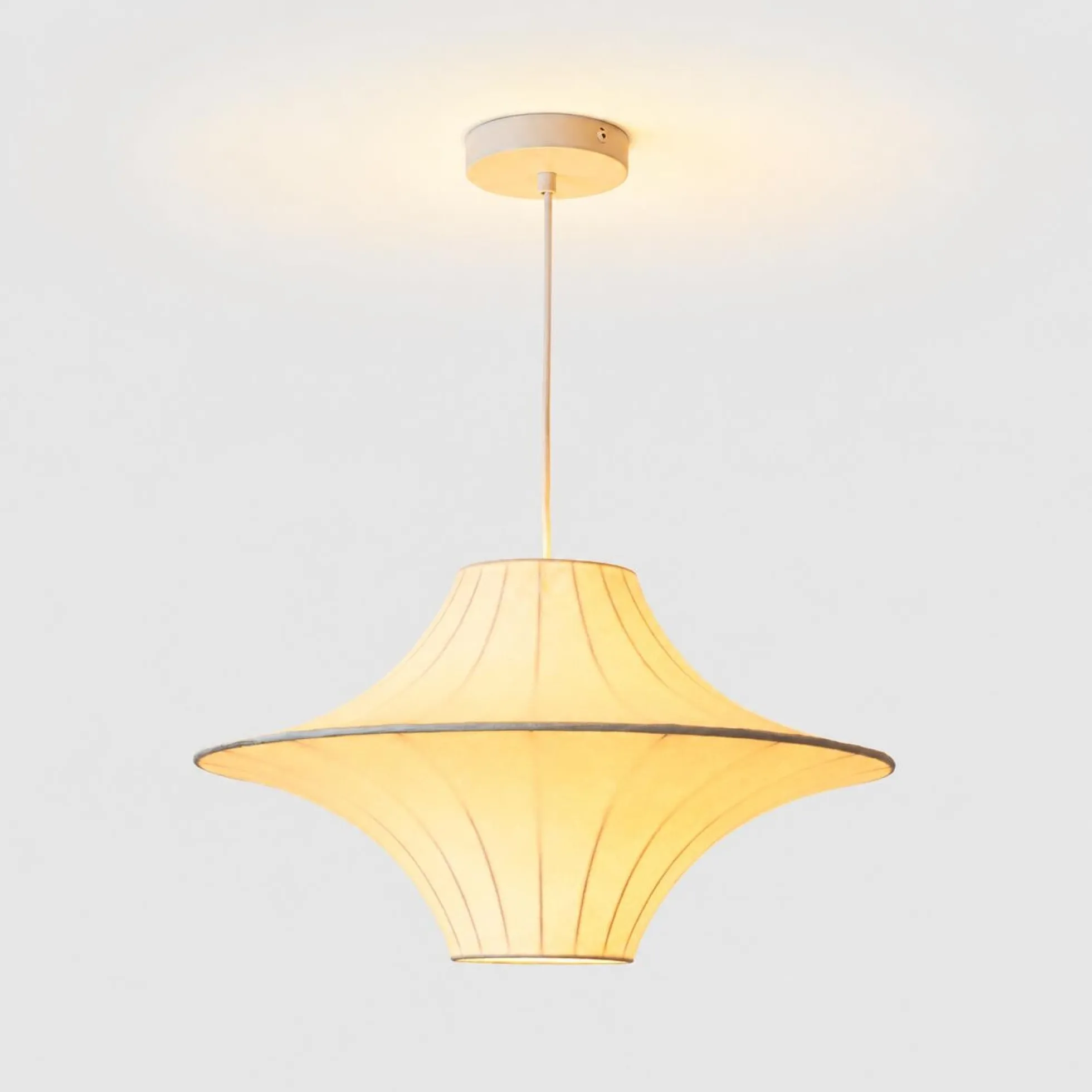 Lámpara colgante de diseño "SATURNO 500" - Pantalla de seda - 3 x E27 - 50 cm