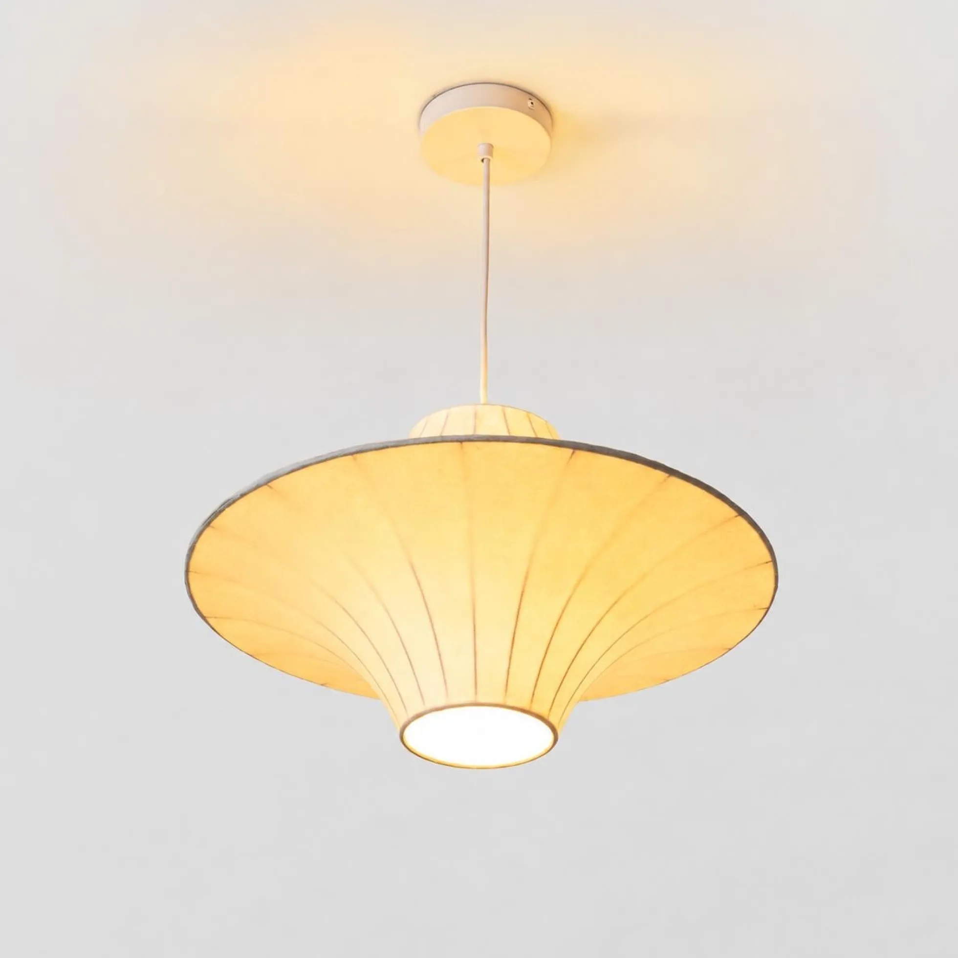 Lámpara colgante de diseño "SATURNO 500" - Pantalla de seda - 3 x E27 - 50 cm