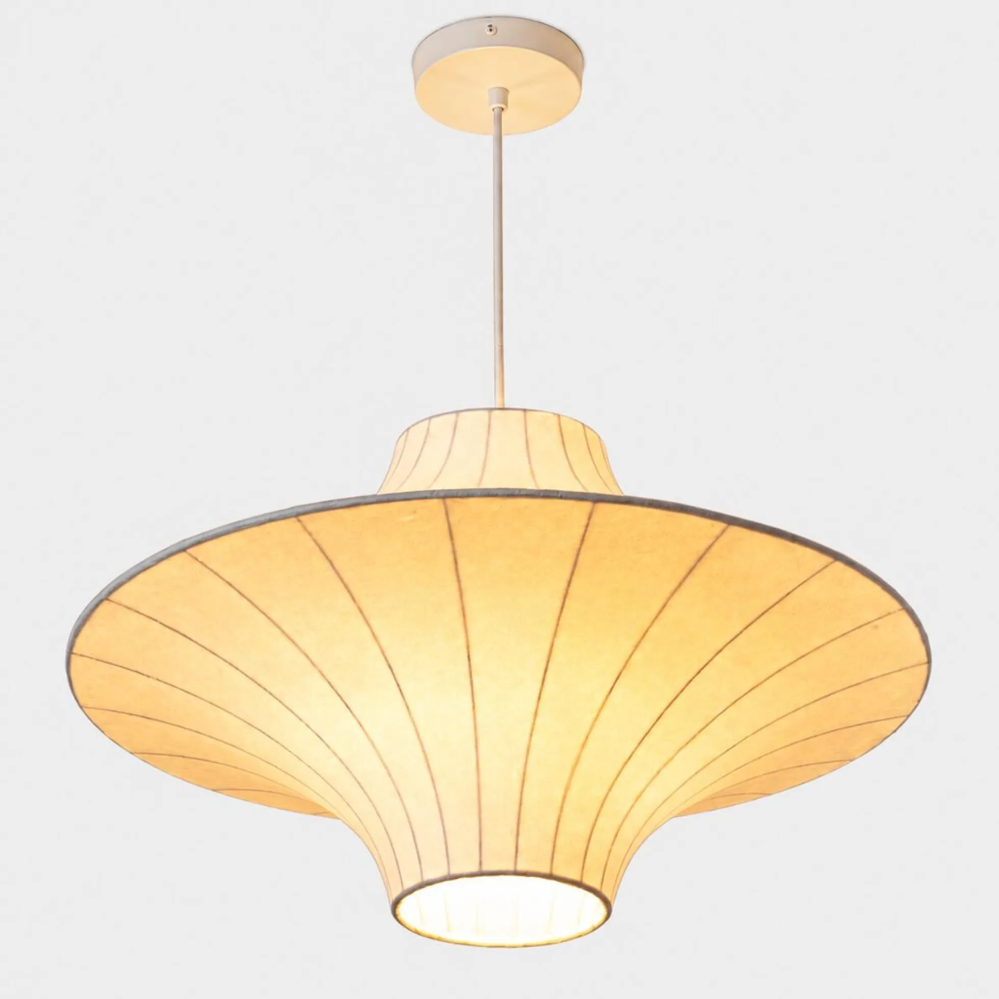 Lámpara colgante de diseño "SATURNO 600" - Pantalla de seda - 3 x E27 - 60 cm