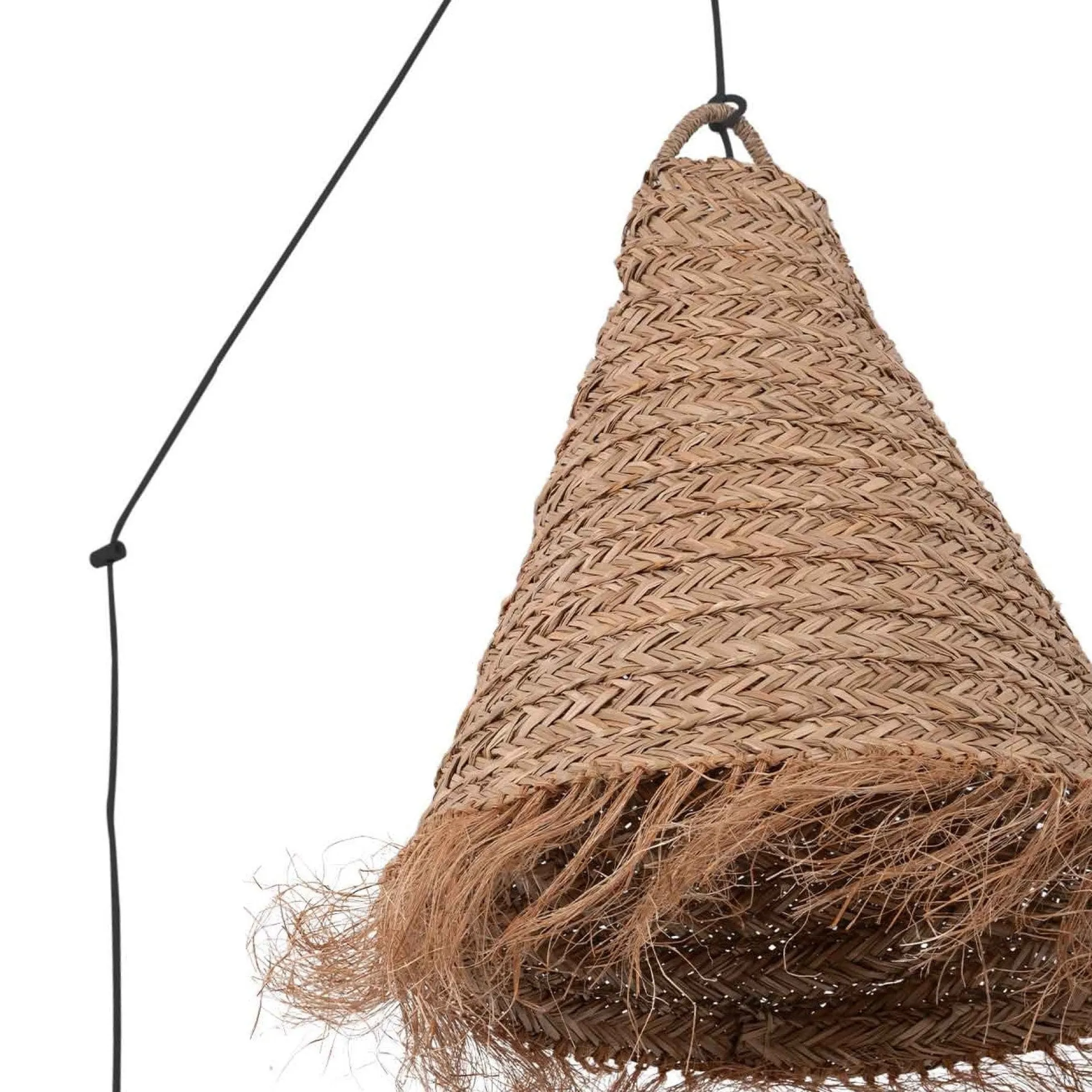 Lámpara colgante de fibras naturales "NAM XL " con interruptor y enchufe