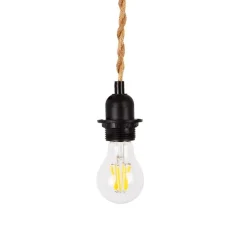 Lámpara colgante de madera y cuerda para bombilla E27 130cm