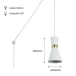 Lámpara colgante de metal con enchufe