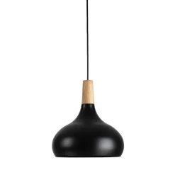 Lámpara colgante de metal y madera