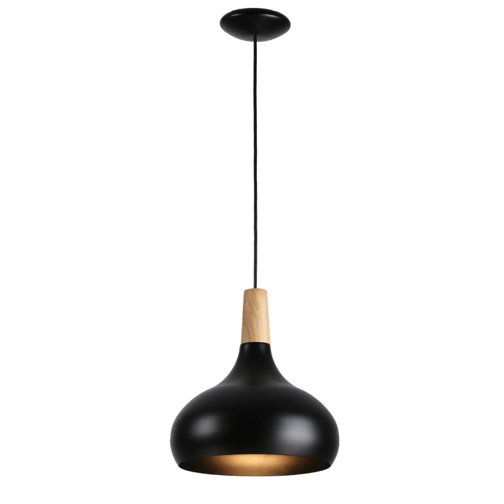 Lámpara colgante de metal y madera "Loop"