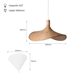 Lámpara colgante de mimbre