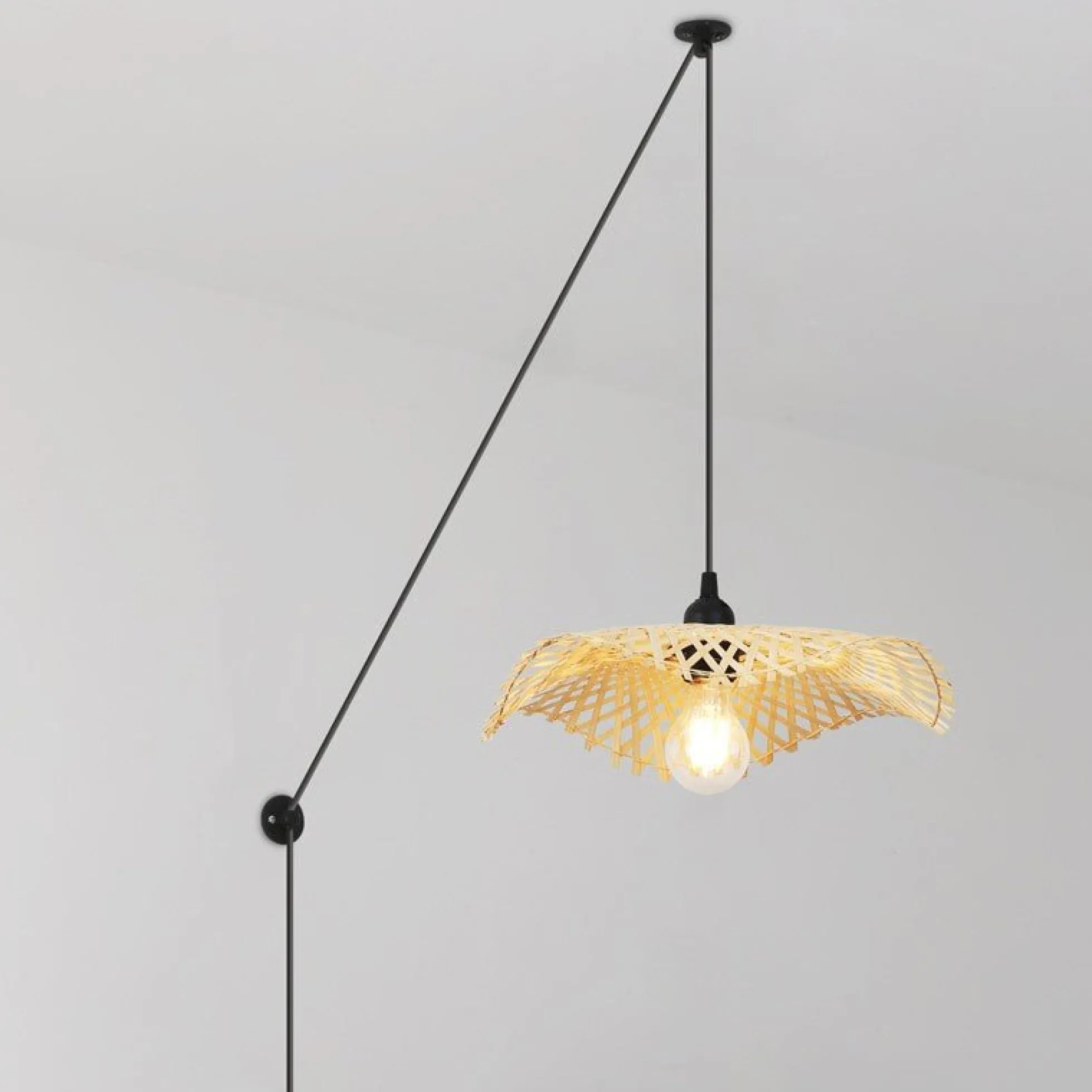 Lámpara colgante de mimbre con cable "ALINA"