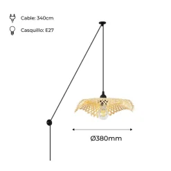 Lámpara colgante de mimbre con cable