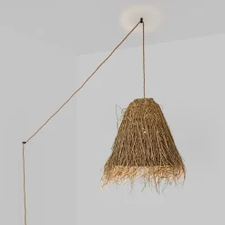Lámpara colgante de mimbre