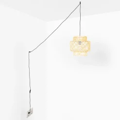 Lámpara colgante de mimbre "JENSEN" - Ø40cm - Con interruptor y enchufe - E27
