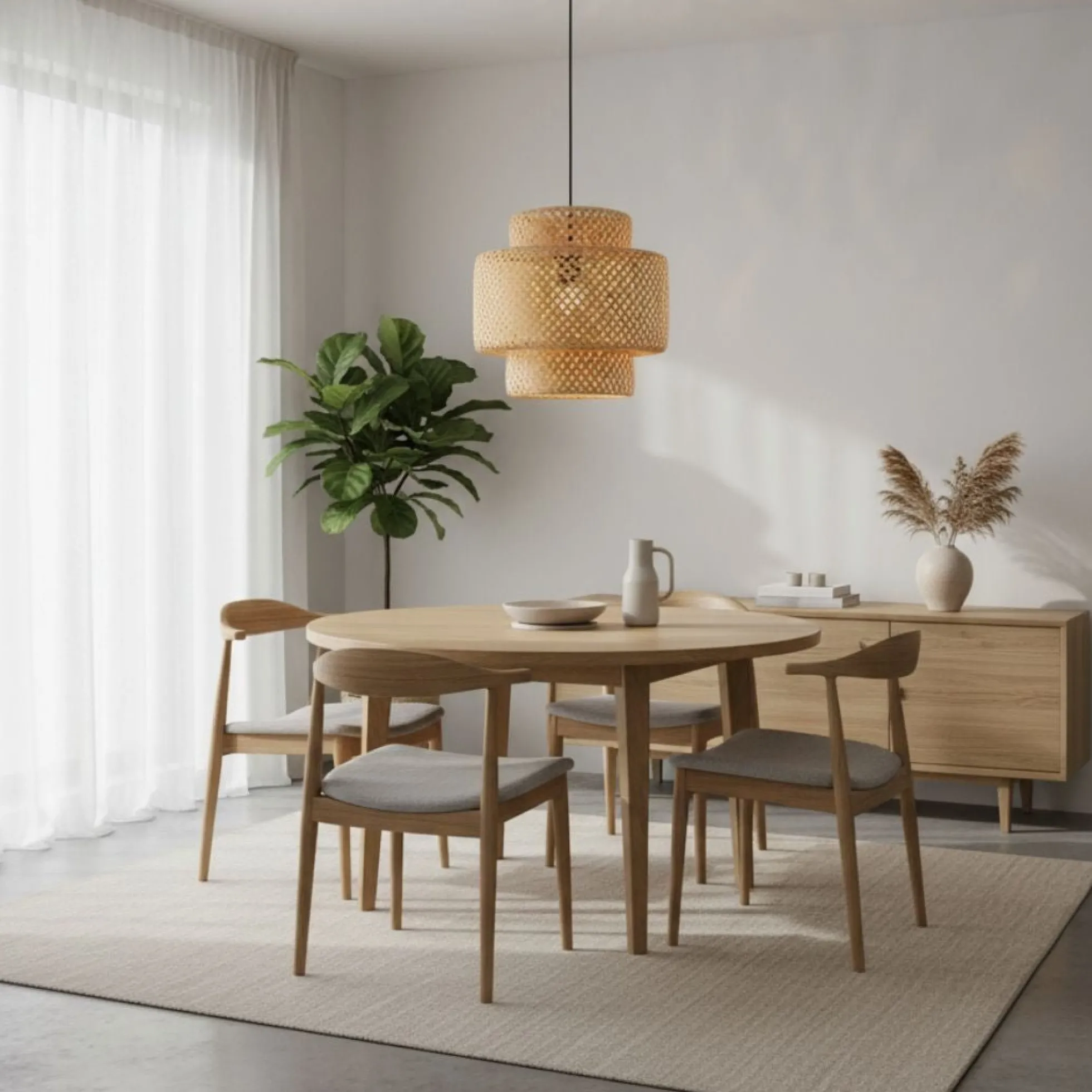 Lámpara colgante de mimbre "JENSEN" - Ø40cm - E27