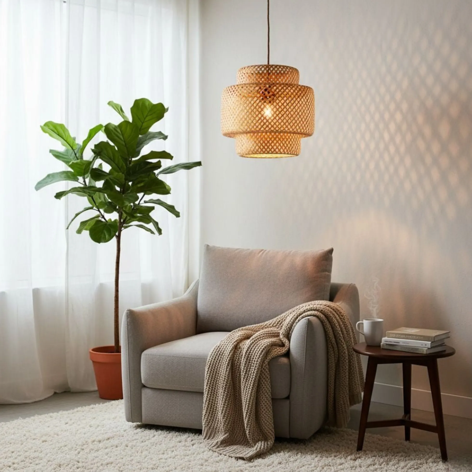 Lámpara colgante de mimbre "JENSEN" - Ø40cm - E27