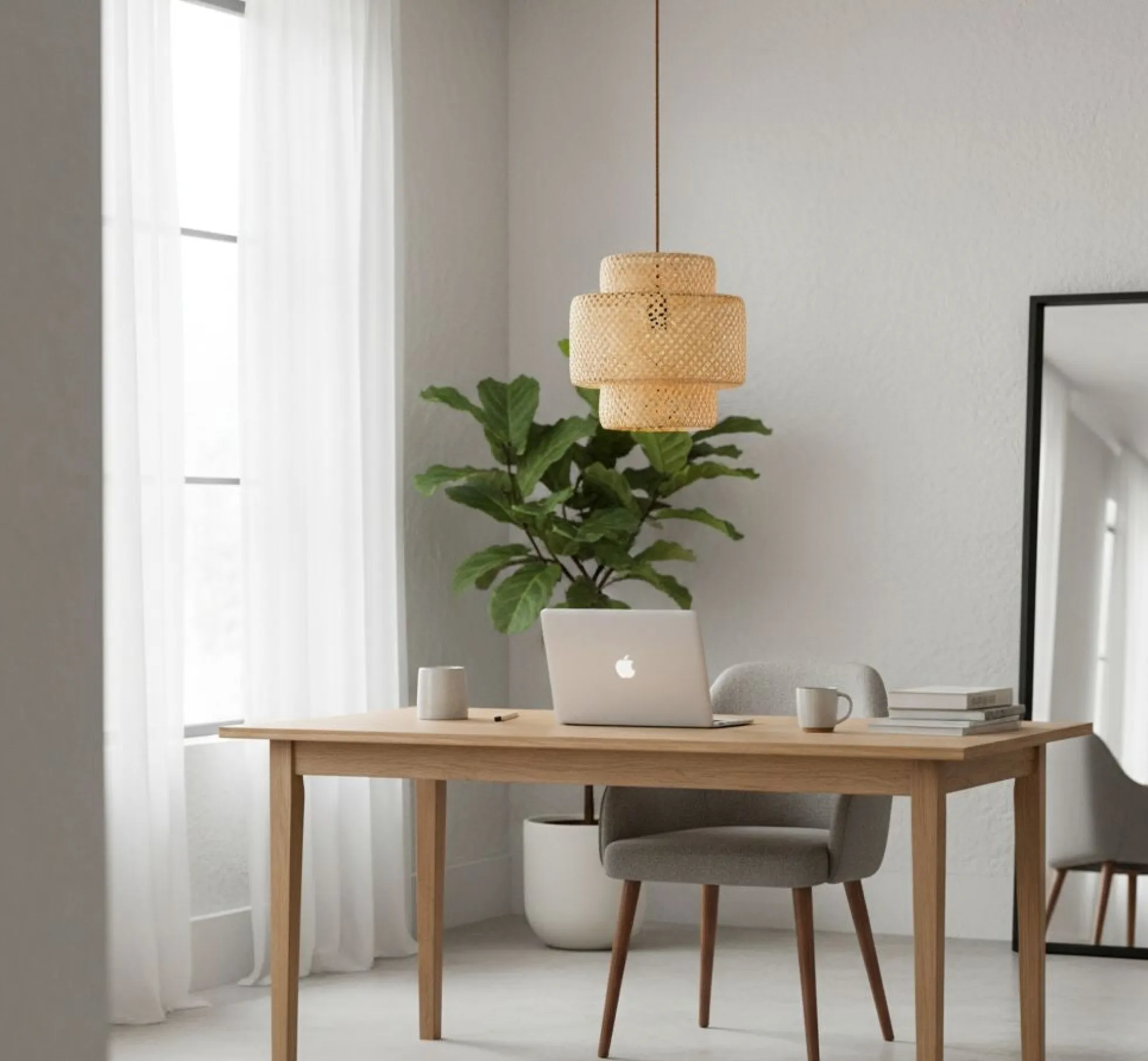 Lámpara colgante de mimbre "JENSEN" - Ø50cm - E27