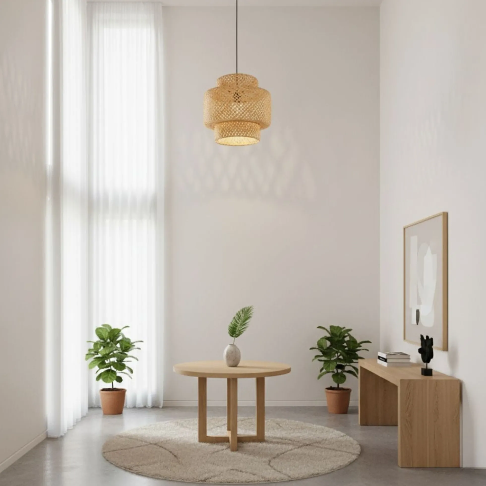 Lámpara colgante de mimbre "JENSEN" - Ø50cm - E27