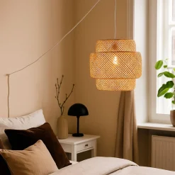Lámpara colgante de mimbre