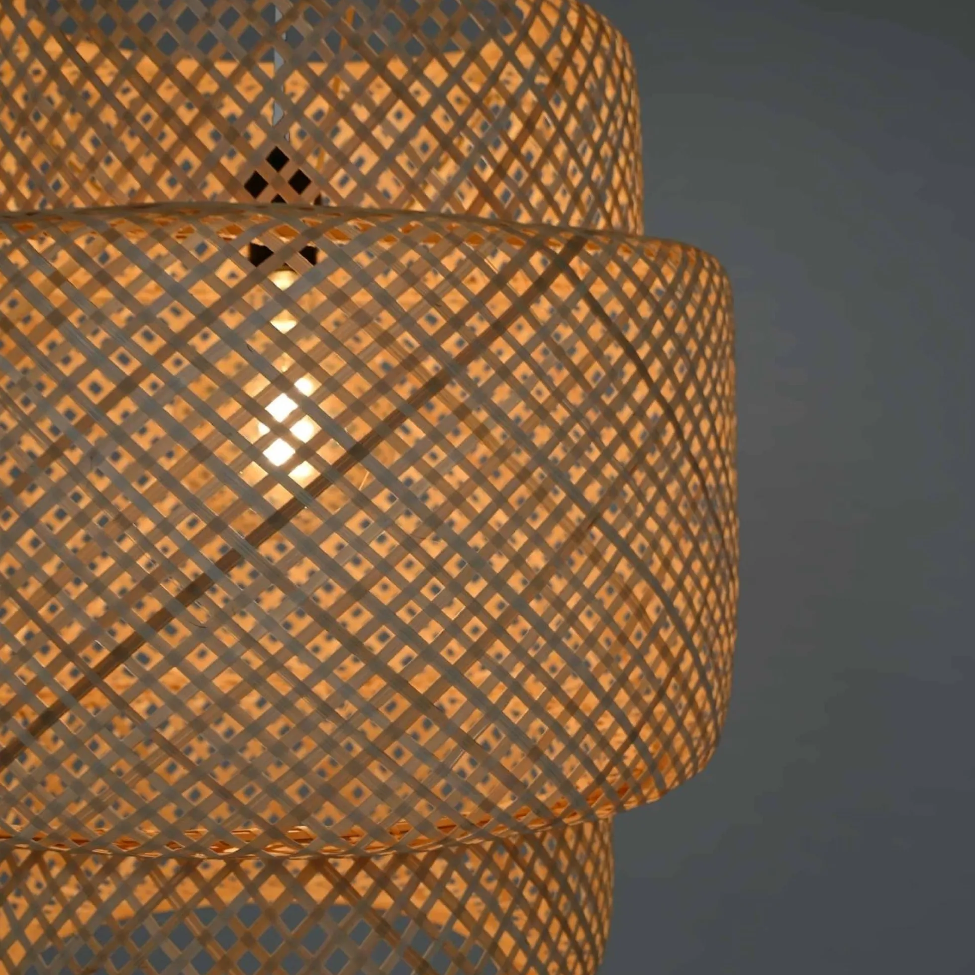 Lámpara colgante de mimbre "JENSEN" - Ø50cm - Con interruptor y enchufe - E27
