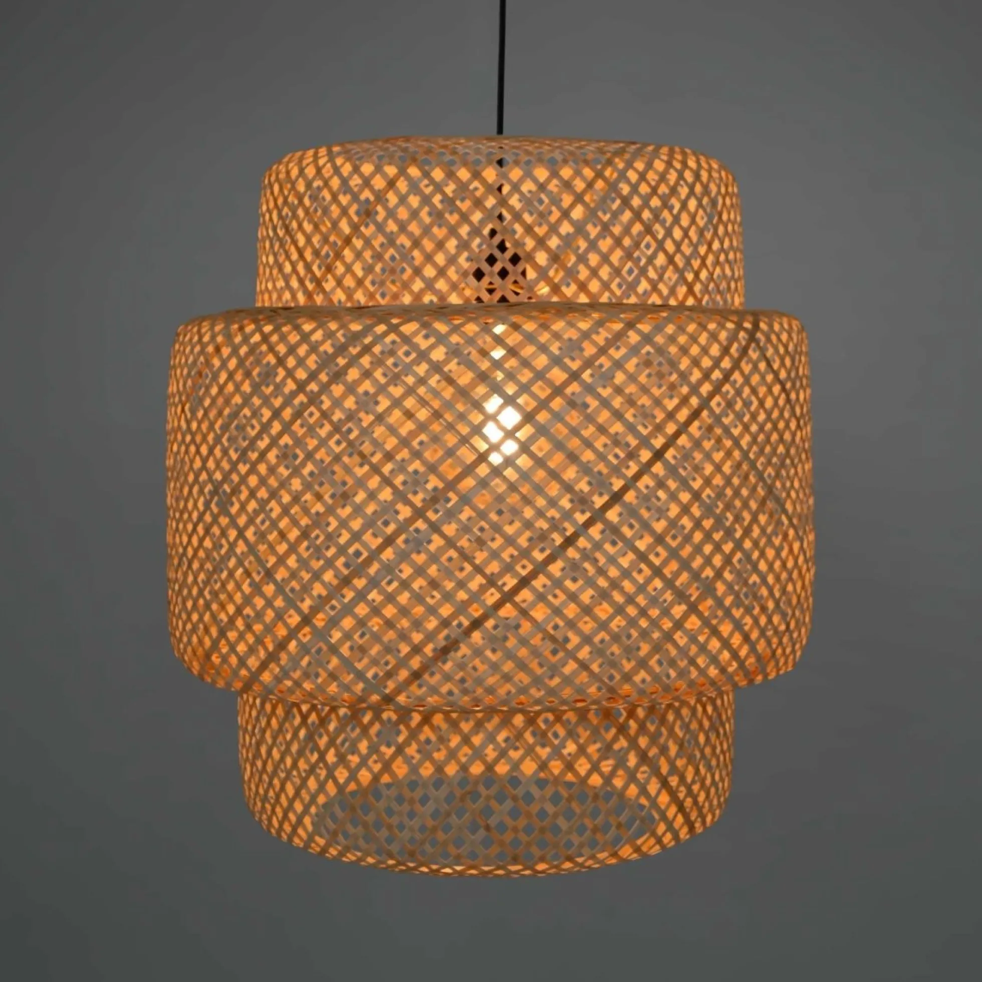 Lámpara colgante de mimbre "JENSEN" - Ø50cm - Con interruptor y enchufe - E27