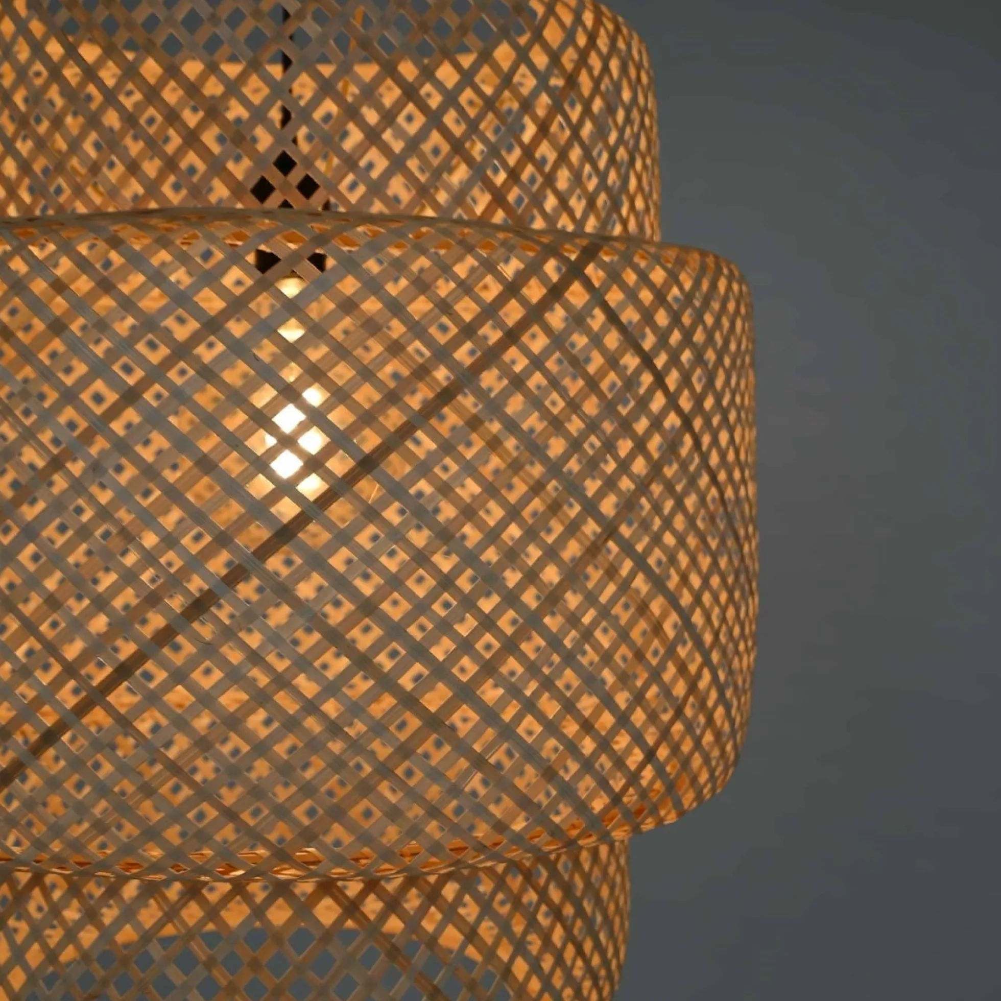 Lámpara colgante de mimbre "JENSEN" - Ø50cm - Con interruptor y enchufe - E27