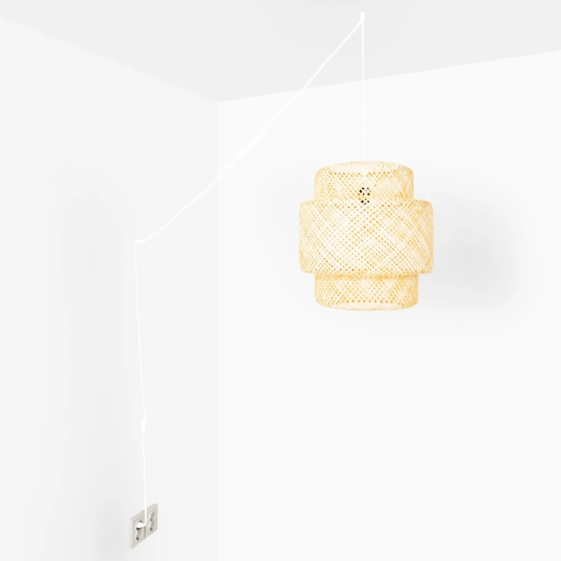 Lámpara colgante de mimbre "JENSEN" - Ø50cm - Con interruptor y enchufe - E27