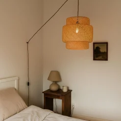 Lámpara colgante de mimbre