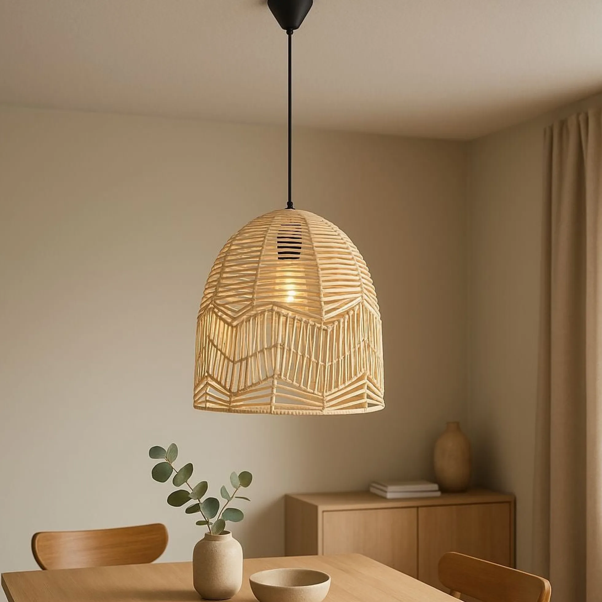 Lámpara colgante de mimbre "NORMA" - Ø35cm - E27