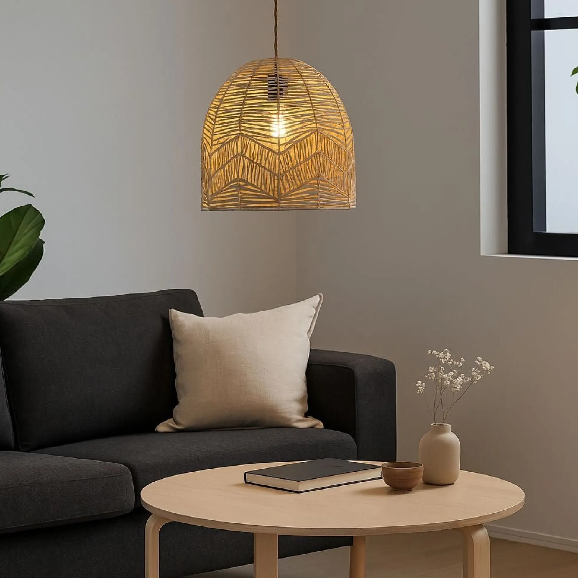 Lámpara colgante de mimbre "NORMA" - Ø35cm - E27