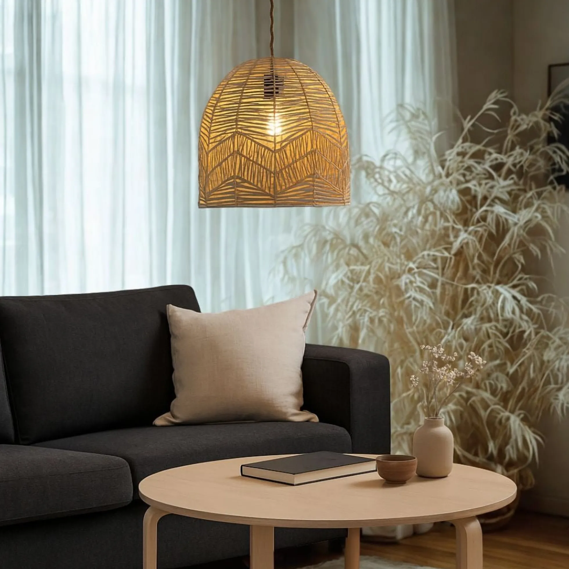 Lámpara colgante de mimbre "NORMA" - Ø35cm - E27