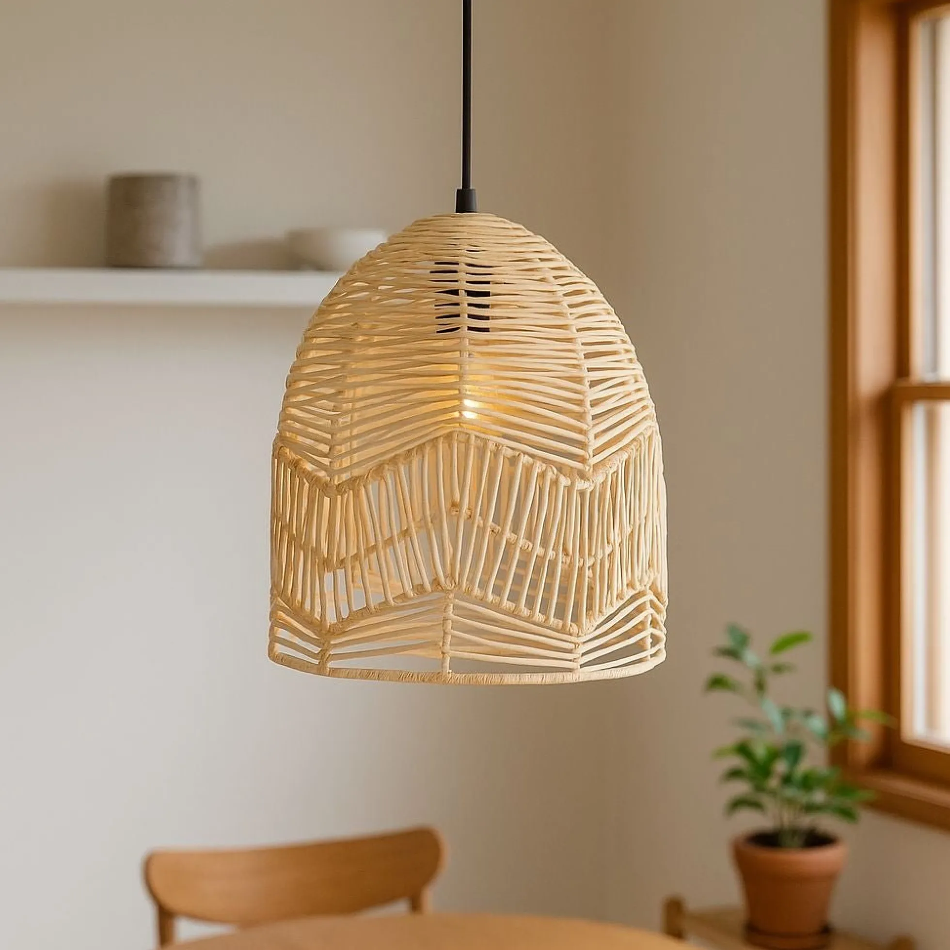 Lámpara colgante de mimbre "NORMA" - Ø35cm - E27