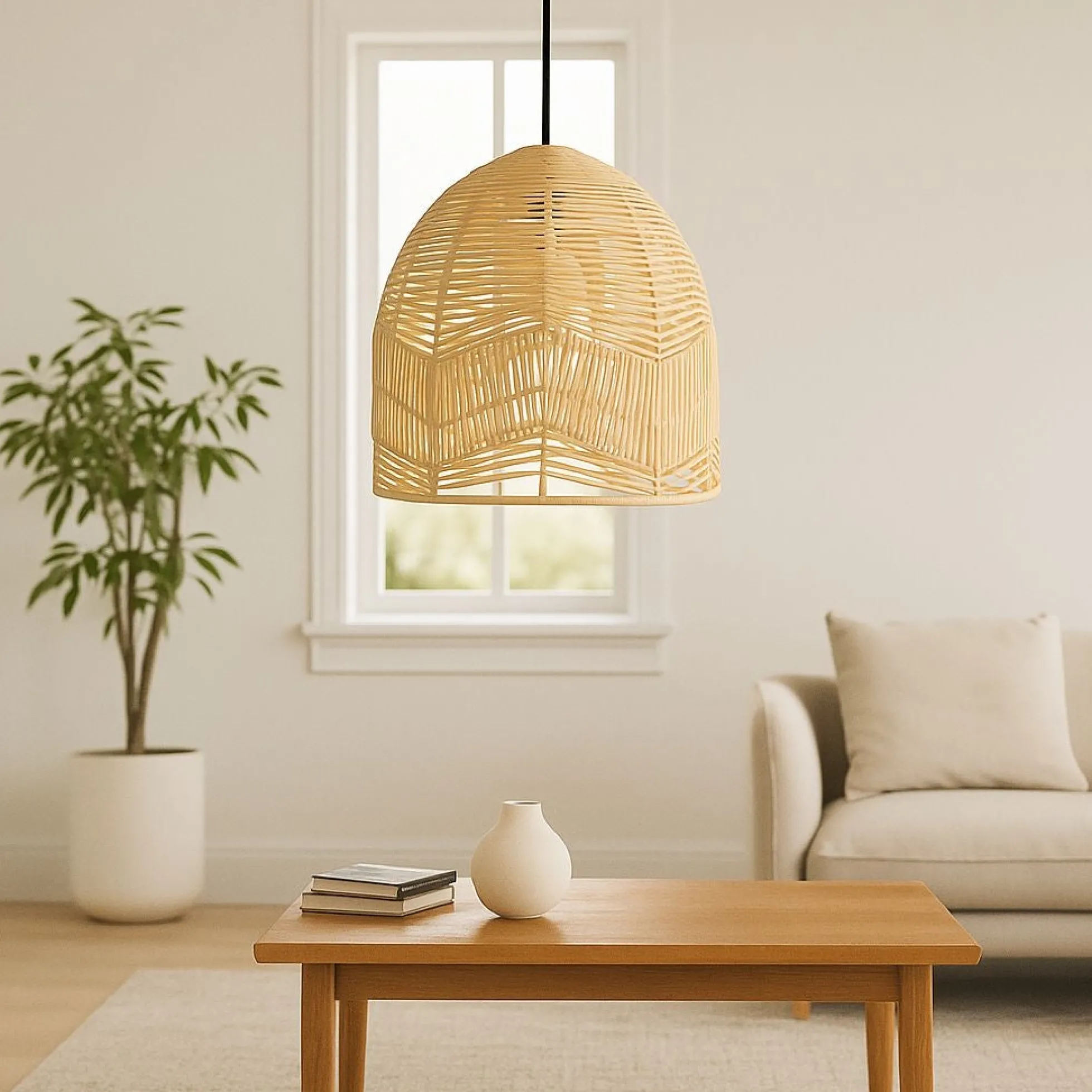 Lámpara colgante de mimbre "NORMA" - Ø45cm - E27