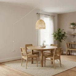 Lámpara colgante de mimbre "NORMA" - Ø45cm - Con interruptor y enchufe - E27