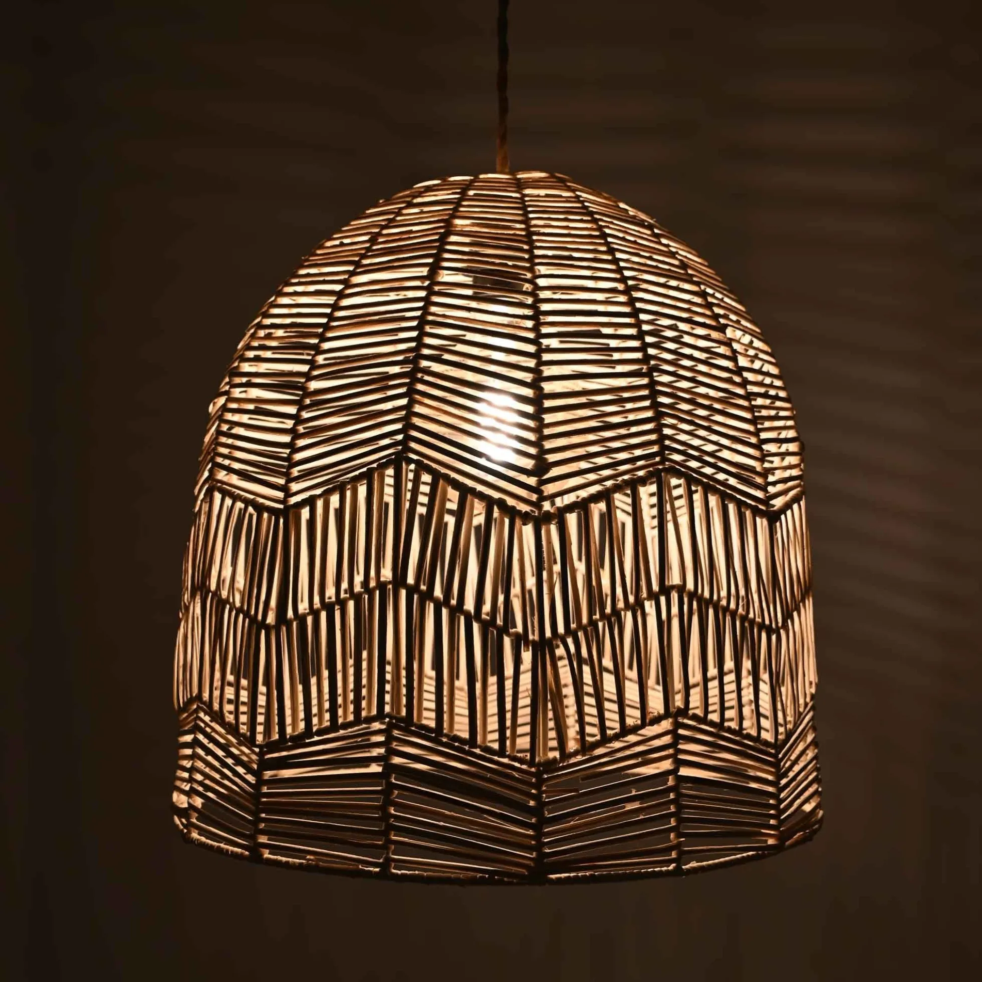 Lámpara colgante de mimbre "NORMA" - Ø45cm - Con interruptor y enchufe - E27