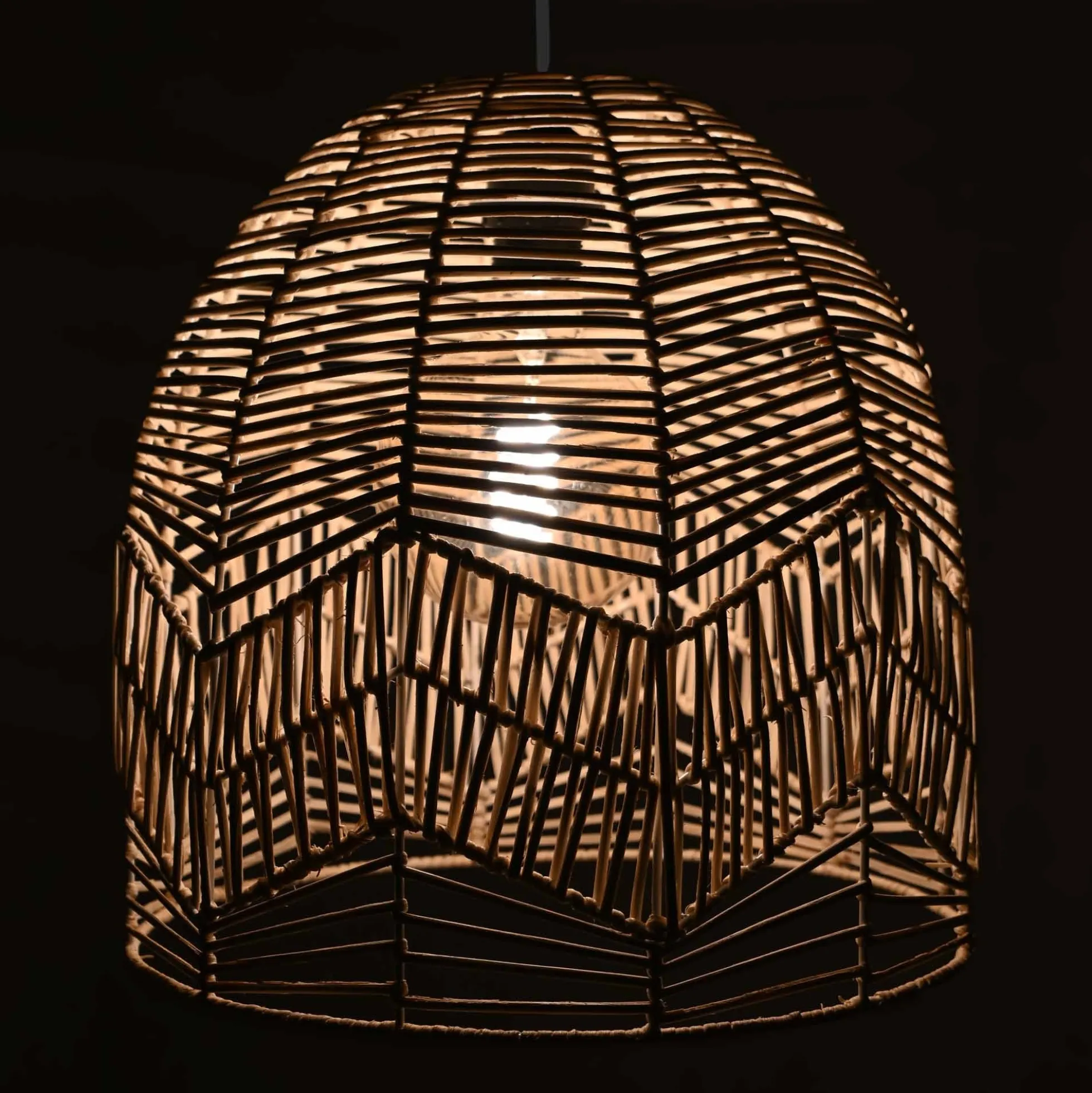 Lámpara colgante de mimbre "NORMA" - Ø35cm - Con interruptor y enchufe - E27
