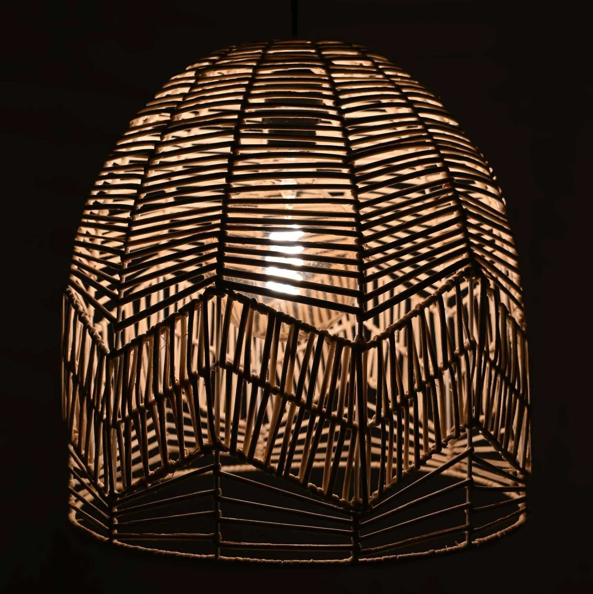 Lámpara colgante de mimbre "NORMA" - Ø35cm - Con interruptor y enchufe - E27