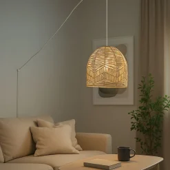 Lámpara colgante de mimbre