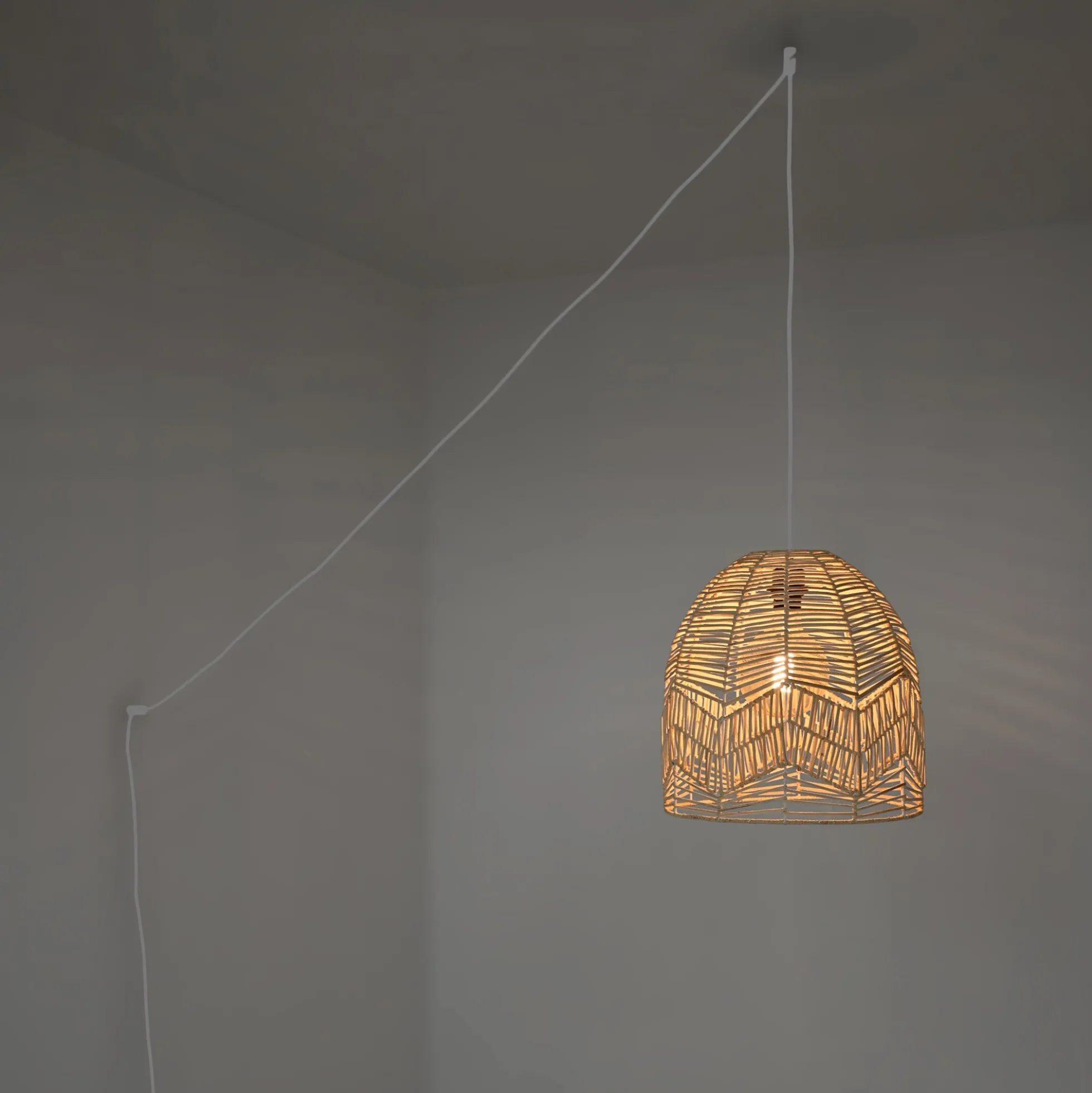 Lámpara colgante de mimbre "NORMA" - Ø35cm - Con interruptor y enchufe - E27