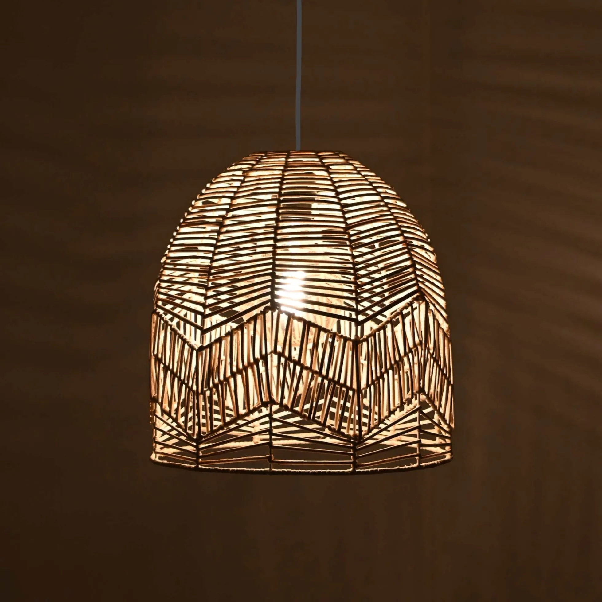 Lámpara colgante de mimbre "NORMA" - Ø35cm - Con interruptor y enchufe - E27