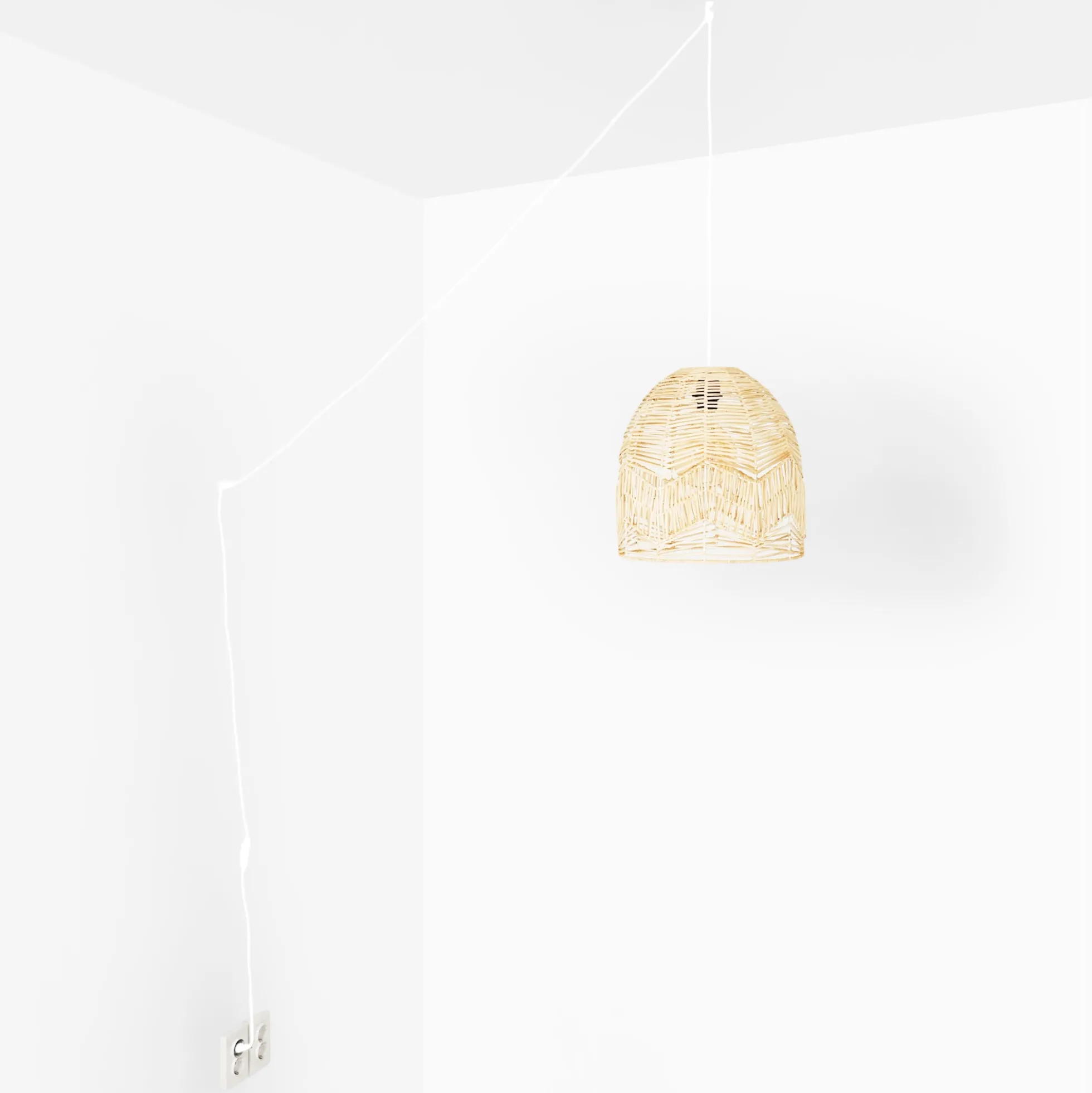 Lámpara colgante de mimbre "NORMA" - Ø35cm - Con interruptor y enchufe - E27
