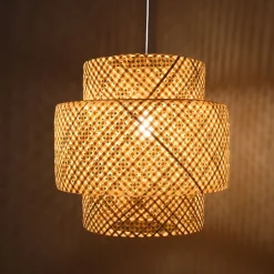 Lámpara colgante de mimbre