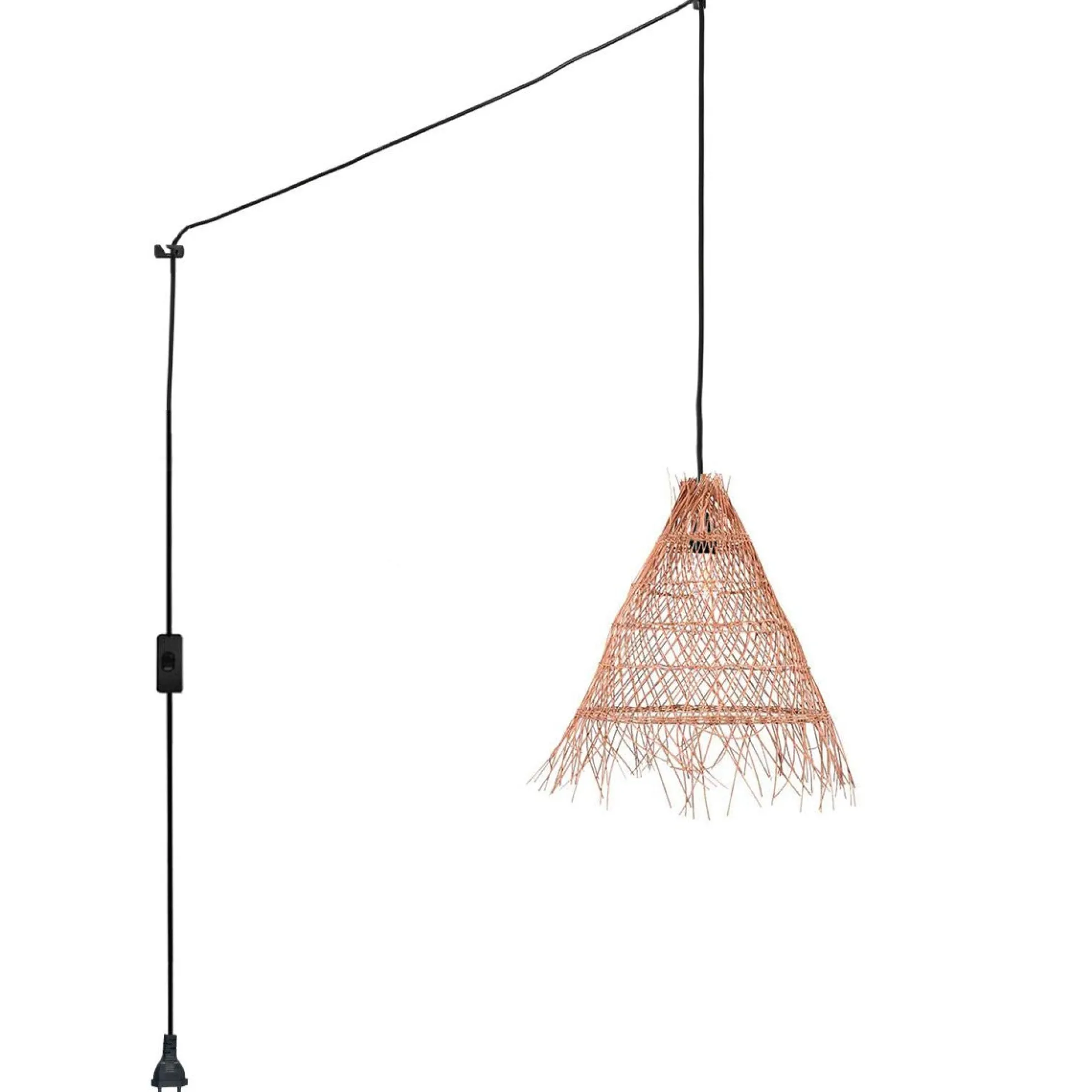Lámpara colgante de mimbre "Willow" con interruptor y enchufe