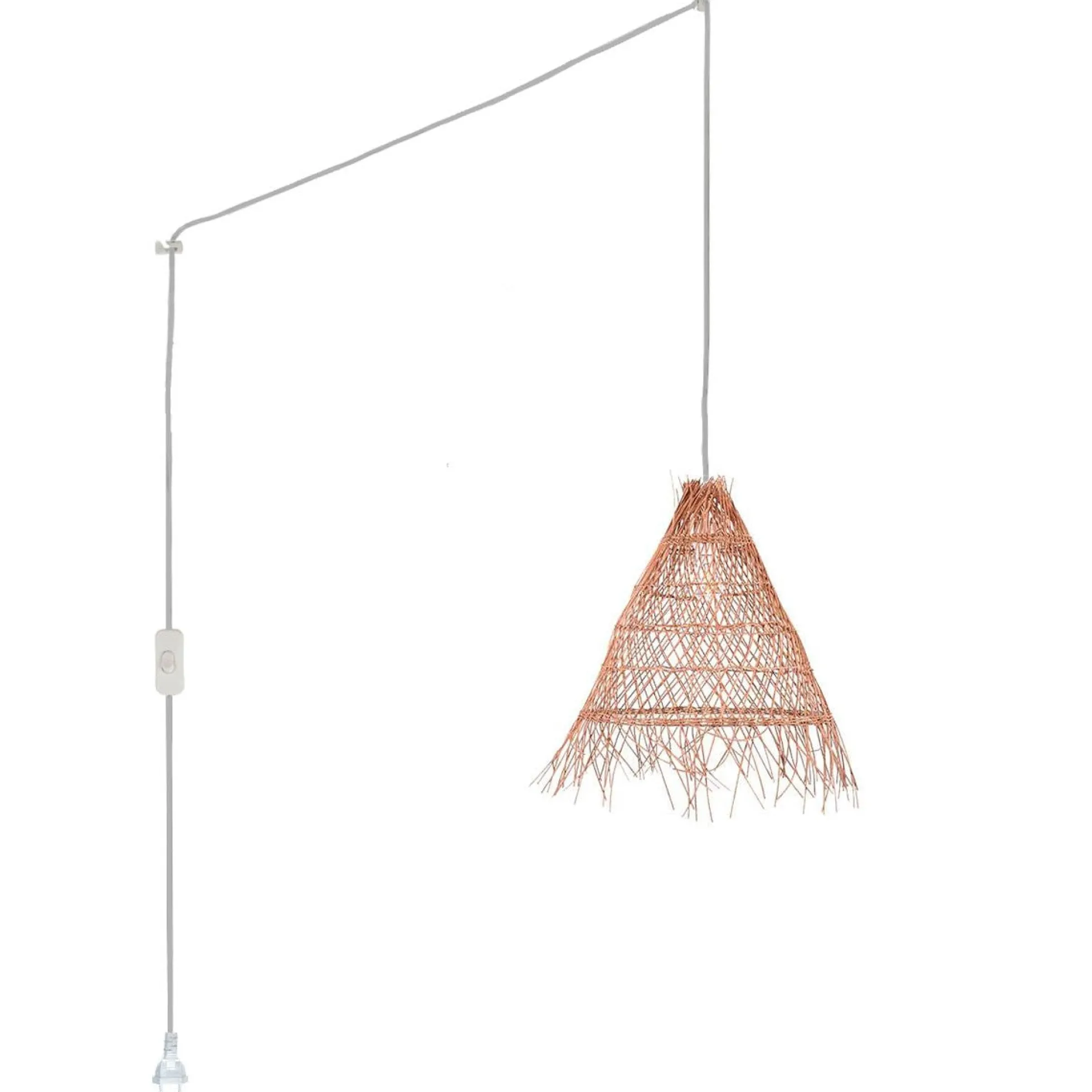 Lámpara colgante de mimbre "Willow" con interruptor y enchufe