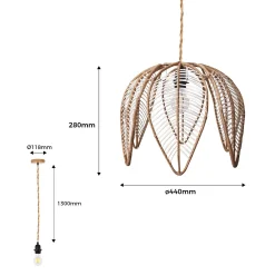 Lámpara colgante de ratán en forma de flor