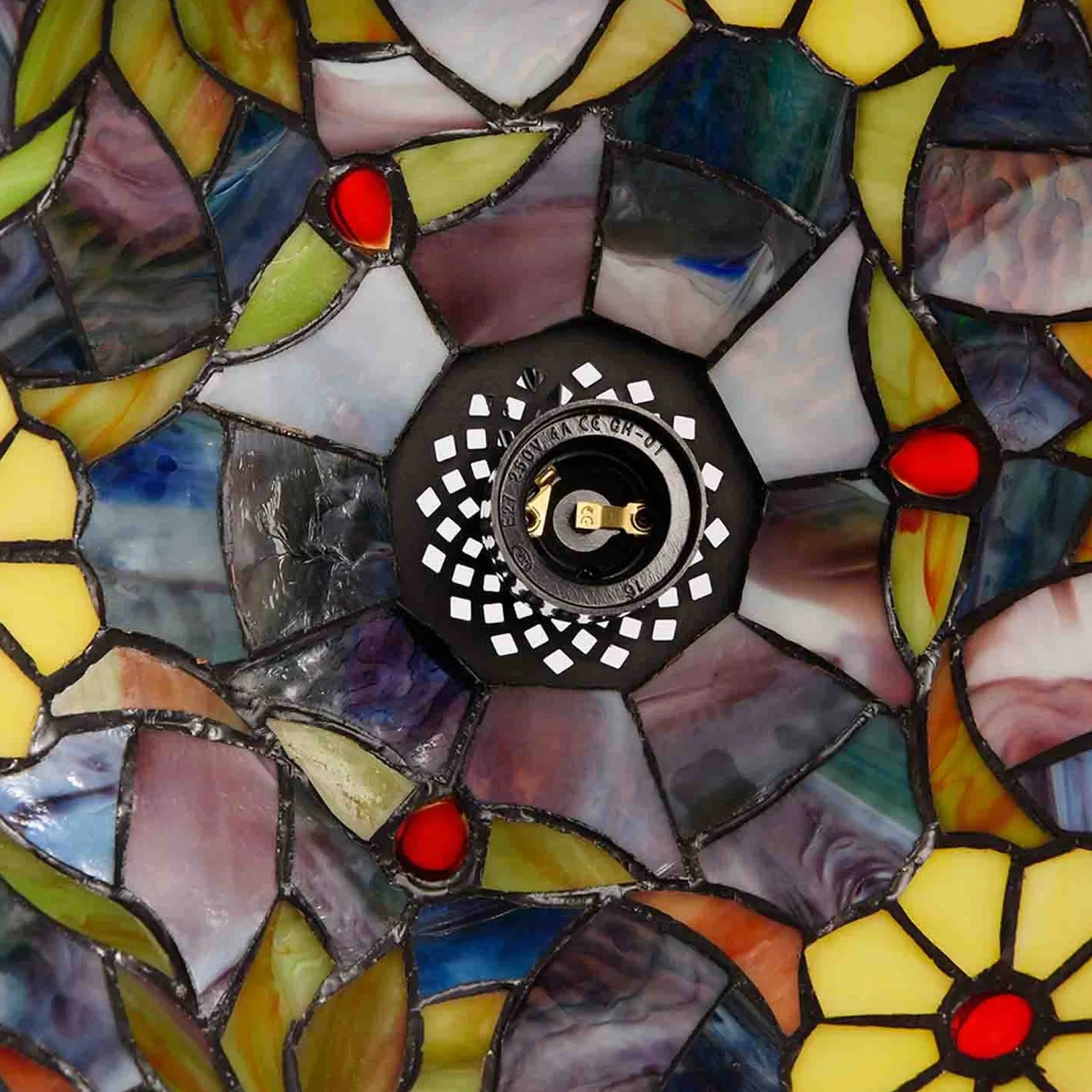 Lámpara colgante inspiración "Tiffany" con mosaico floral en cristal - 30cm