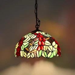 Lámpara colgante inspiración "Tiffany" con mosaico frutal en cristal