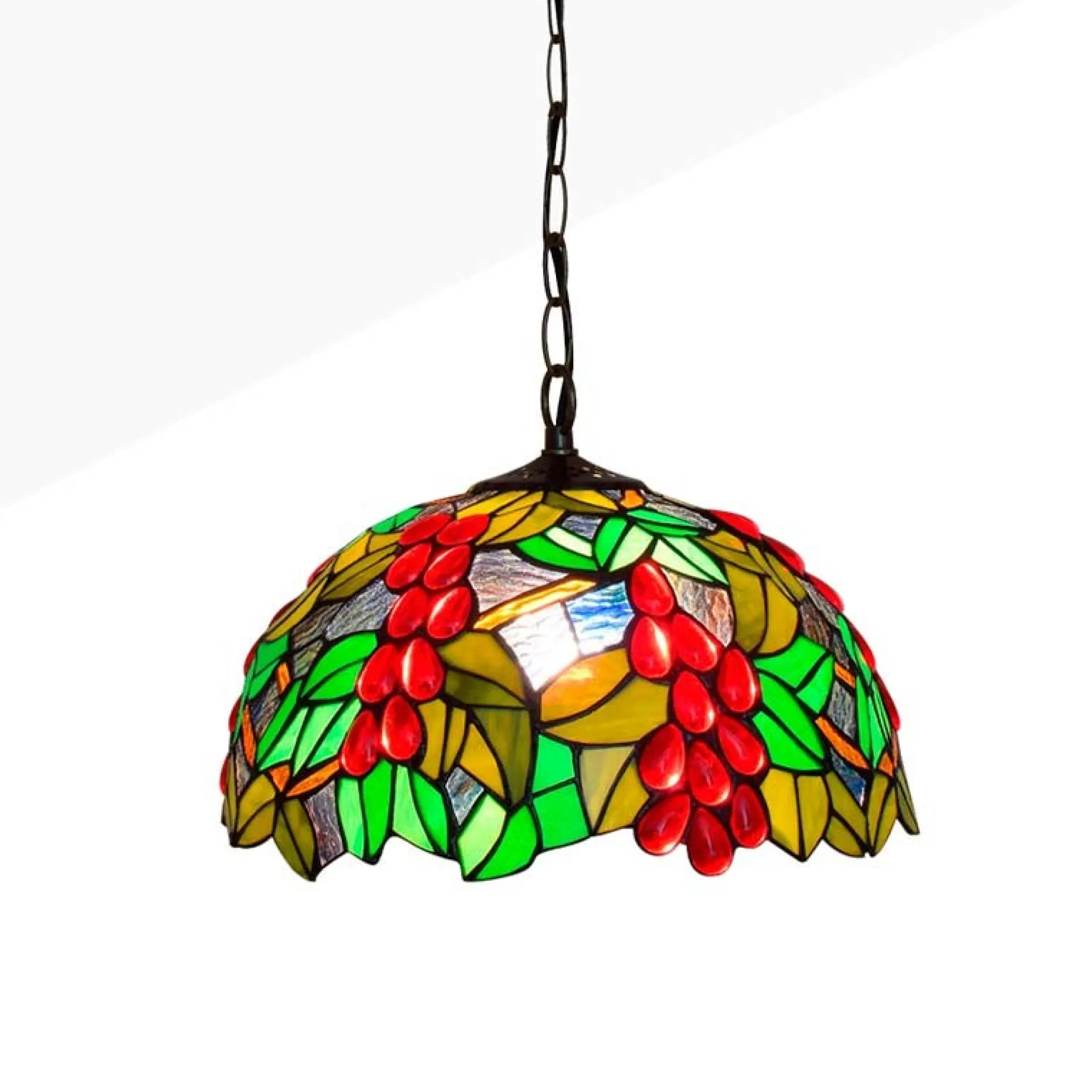 Lámpara colgante inspiración "Tiffany" con mosaico frutal en cristal
